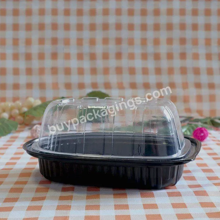 Custom Disposable Roasted Chicken Packaging Box Clear Black Take Away Plastic Roast Chicken Container With Lid