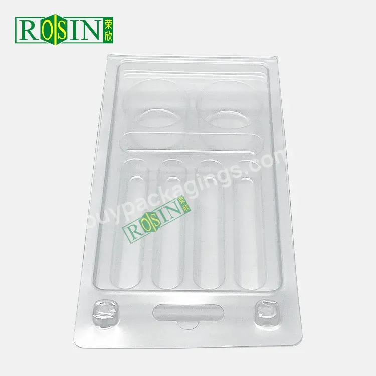 Custom Disposable Transparent 5 Cavity Clamshell Cosmetic Tool Packaging For Eyelash Plastic Tray