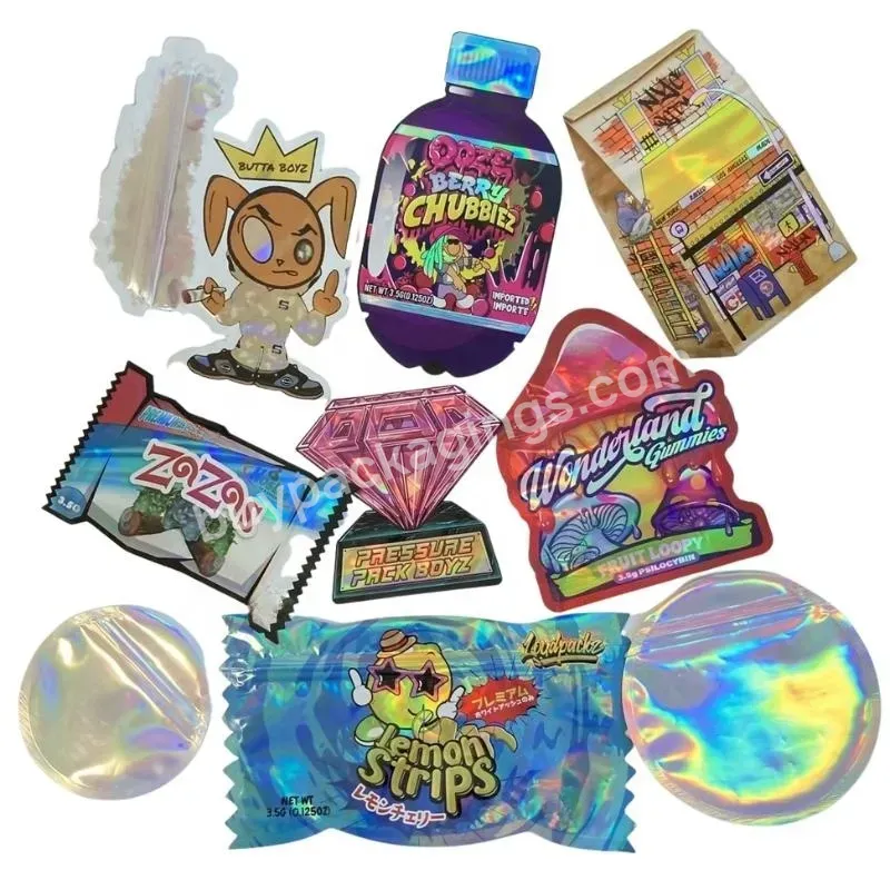 Custom Donut Shaped Zip Lock Mylar Bags 3.5g 7g Childproof Resealable Smell Proof Pouches Special Die Cut Mylar Plastic Bags