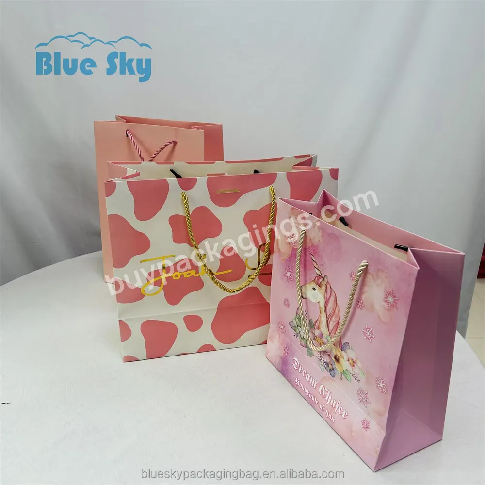 Custom Double-sided Logo Printing Paper Bag Cute Design Printing Environmental Protection Shopping Bag Shoe Bag Reticule