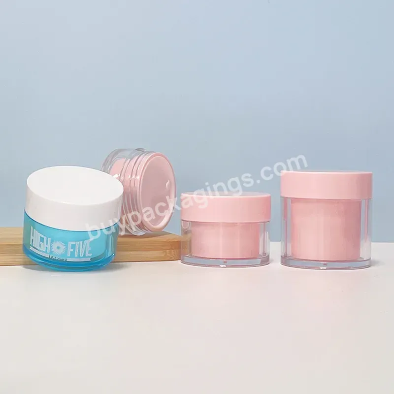 Custom Double Wall Body Face Cream Jar Packaging 50ml 100ml 200g White Plastic Pet Cosmetic Cream Jar - Buy Small Cosmetic Jar Double Wall Round Shape Plastic Face Cream Container With Lid,200g Plastic Pet Cosmetic Cream Jar,Blue Plastic Cosmetic Jar.