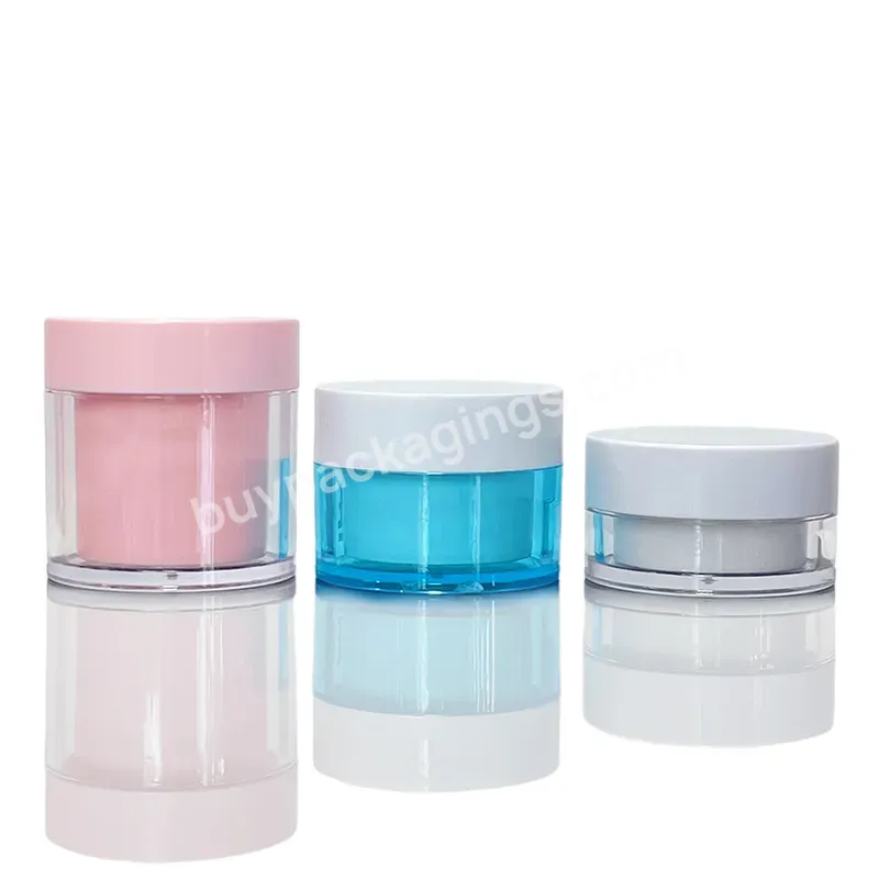 Custom Double Wall Body Face Cream Jar Packaging 50ml 100ml 200g White Plastic Pet Cosmetic Cream Jar - Buy Small Cosmetic Jar Double Wall Round Shape Plastic Face Cream Container With Lid,200g Plastic Pet Cosmetic Cream Jar,Blue Plastic Cosmetic Jar.