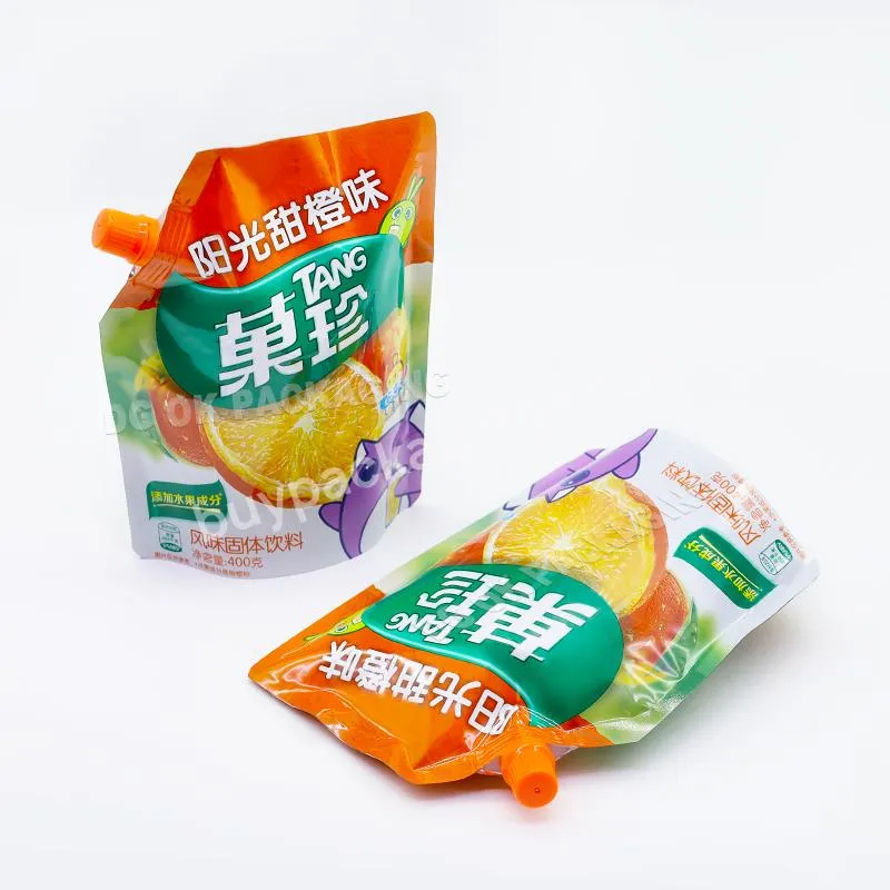 Custom Doypack Drink Food Grade 400g Beverage Stand Up Spout Pouch 380 Ml Tamper Evident Bag