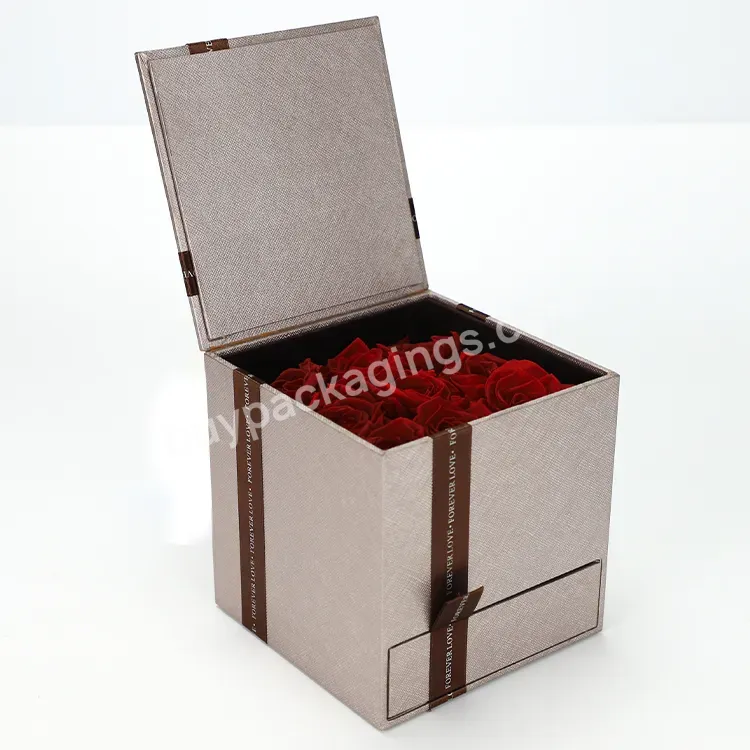 Custom Drawer Flowers Rose Packaging Gift Box Flip Top Rigid Cardboard Paper Box