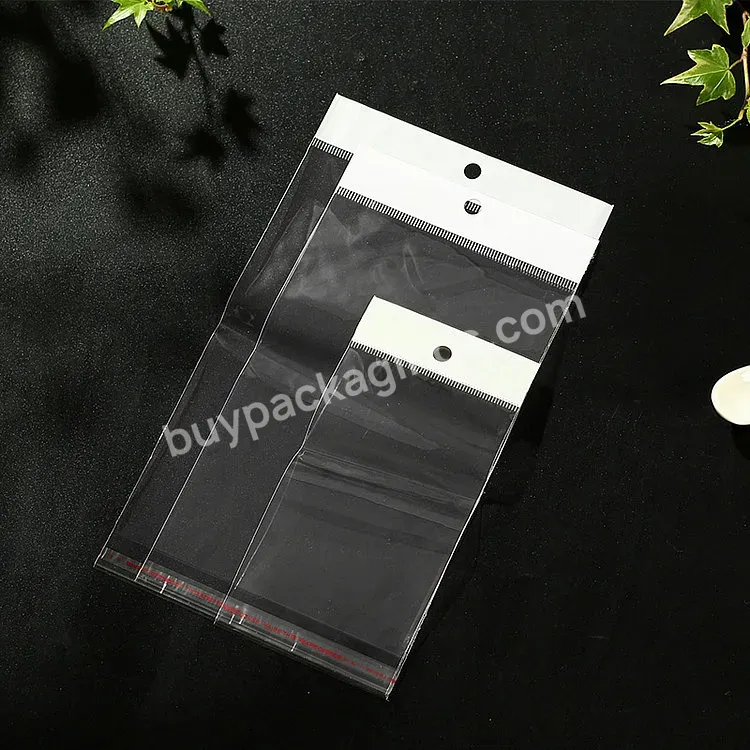 Custom Dust-proof Reusable Poly Plastic Packing Transparent Self Adhesive Opp Bag With Hanging Hole