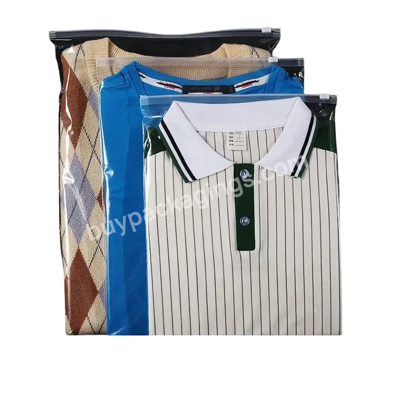 Custom Dustproof Eco Friendly Transparent Frosted Zipper Bag For Clothing Packaging