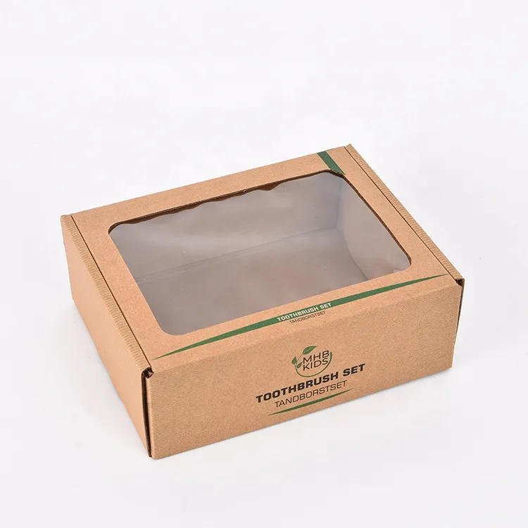 custom e flute corrugated box toothpaste mailer shipping box with clear window