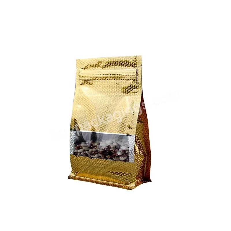 Custom Eco Bottom Gusset Coffee Bag Degradable And Recyclable Plastic Laminated Zipper Flat Bottom Packaging Bag With Window