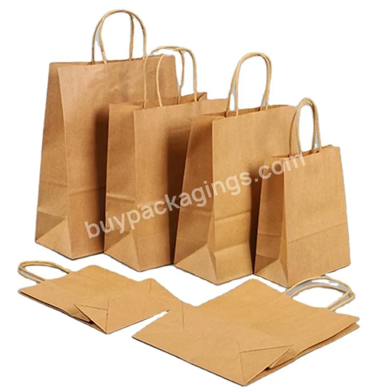 Custom Eco Degradable Printed Handle Food Kraft Paper Bag Handmade Paper Bag With Rope Handle Shopping Paper Bag