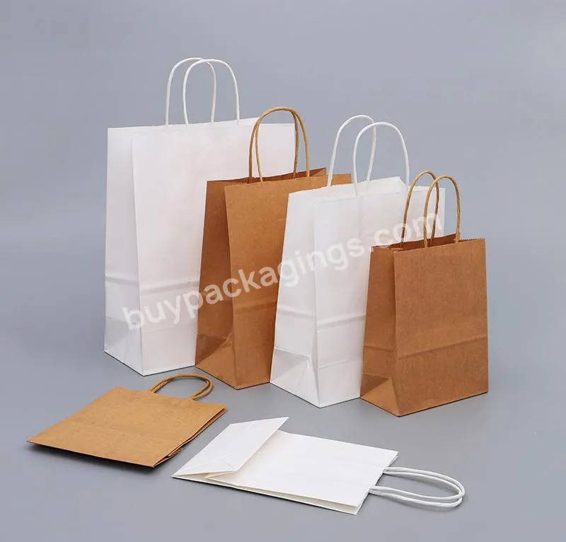 Custom Eco Degradable Printed Handle Food Kraft Paper Bag Handmade Paper Bag With Rope Handle Shopping Paper Bag