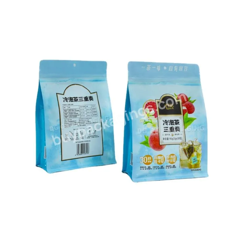 Custom Eco-friendly Biodegradable Recyclable Eight Side Seal Zipper Bag Plastic Food Packaging Bag Flat Bottom Pouch