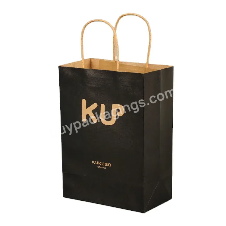Custom Eco-friendly Carrier White Black Kraft Gift Paper Shopping Bag With Logo