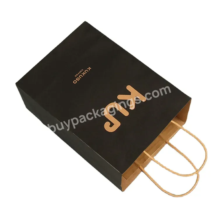 Custom Eco-friendly Carrier White Black Kraft Gift Paper Shopping Bag With Logo