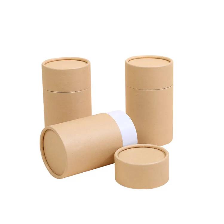Custom Eco Friendly Carton Cylinder Kraft Paper Round Box Empty Craft Cardboard Tube Boxes Packaging Custom Logo
