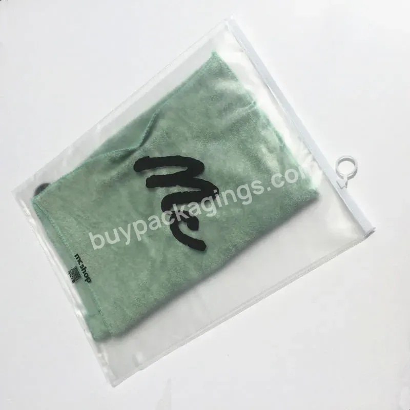 Custom Eco Friendly Clear Matt Logo Printed Pe Circle Puller Zip Lock Bags For Clothing Apparel Packing