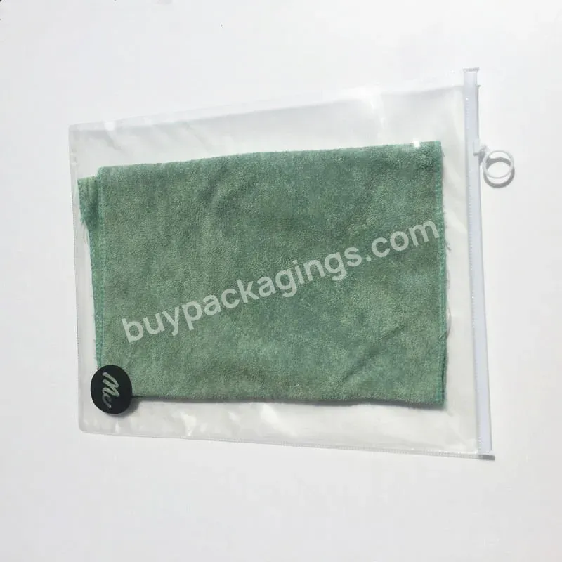 Custom Eco Friendly Clear Matt Logo Printed Pe Circle Puller Zip Lock Bags For Clothing Apparel Packing