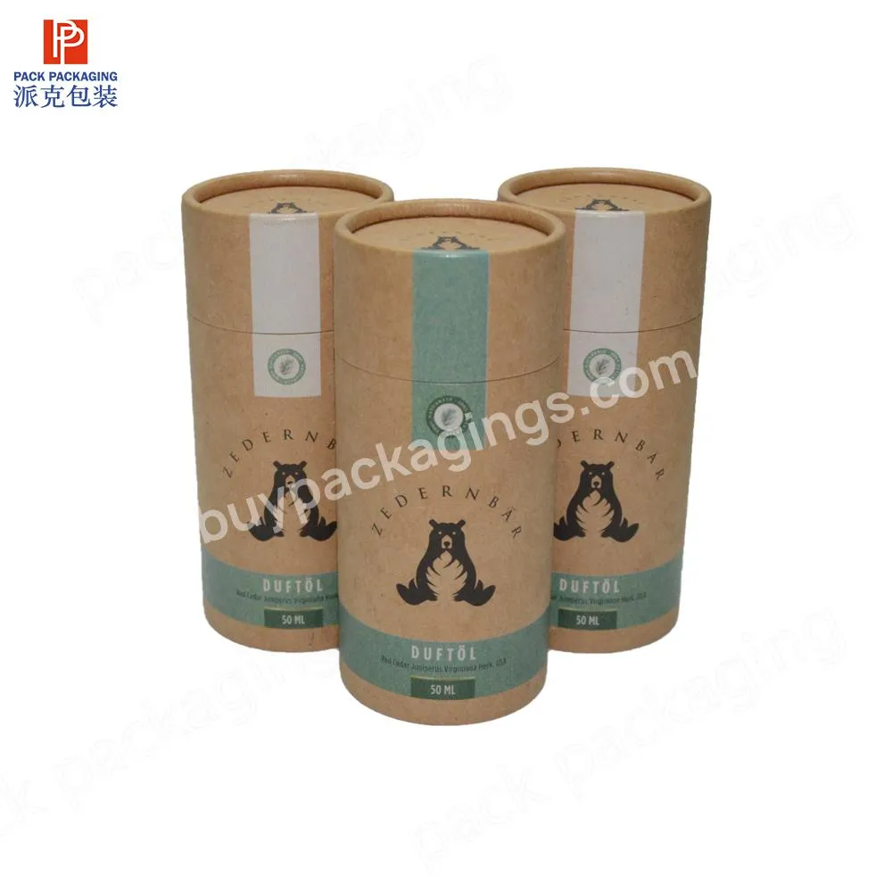 Custom Eco Friendly Kraft Paper Tube Essential Oil Bottle Packaging Cosmetic Perfume Paper Tube Packaging Round Boxes