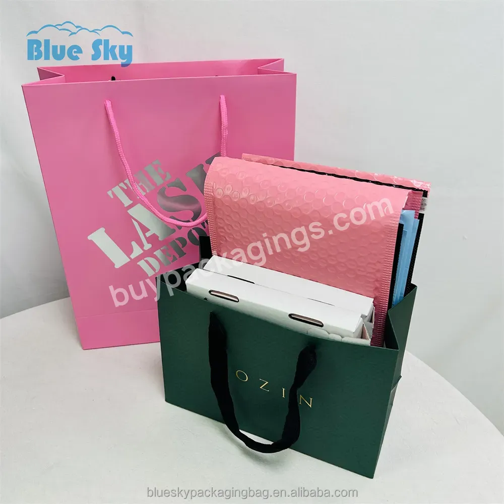 Custom Eco Friendly Luxury Color Kraft Gift Pink Gift Shopping Paper Bag With Your Own Logo