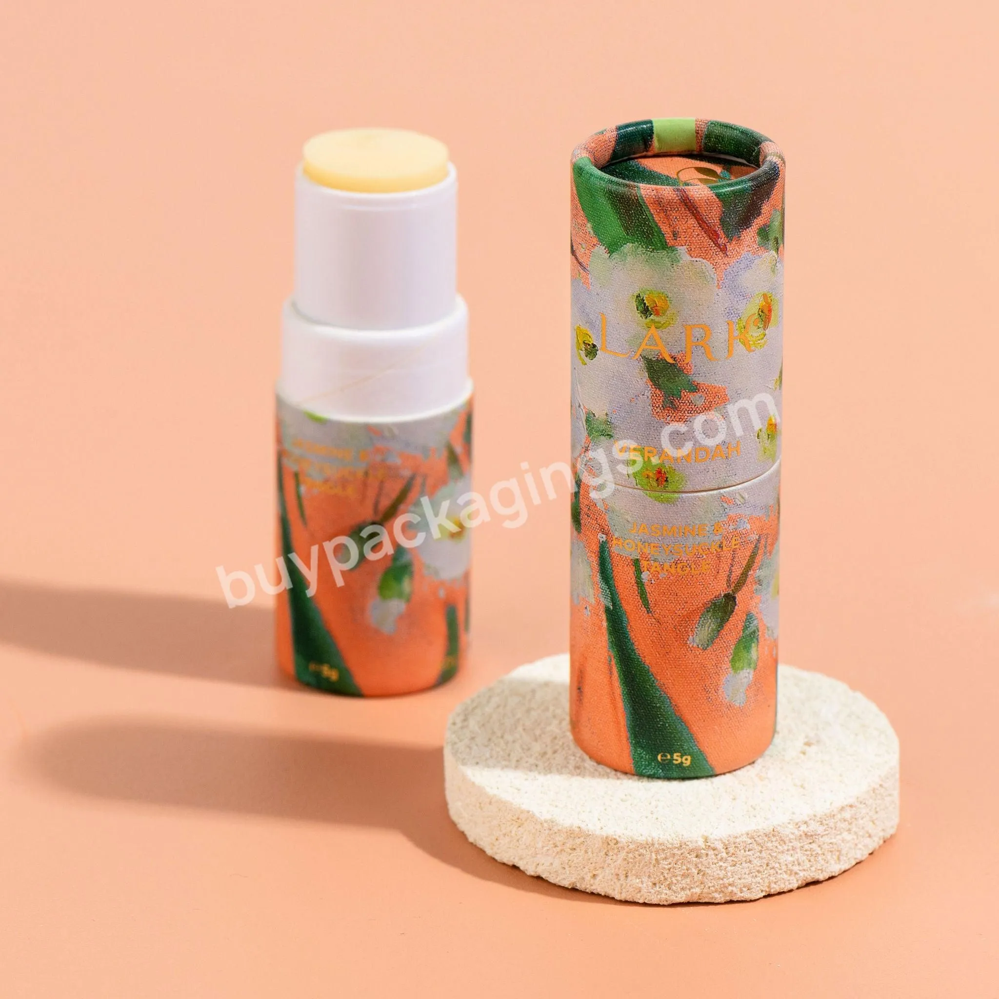 Custom Eco Friendly Paperboard Container Deodorant Lip Balm Skincare Type Twist Up Paper Tube Packaging