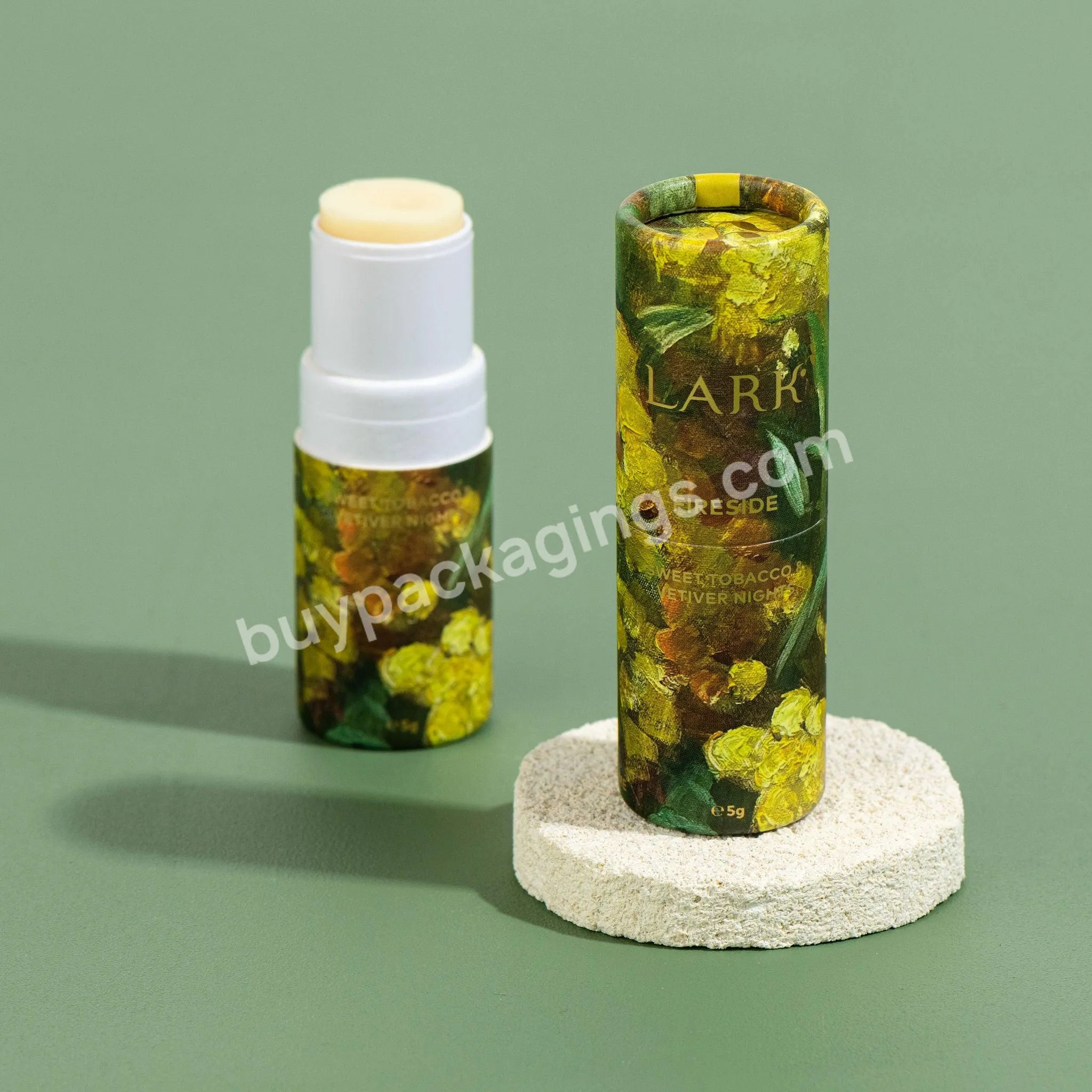 Custom Eco Friendly Paperboard Container Deodorant Lip Balm Skincare Type Twist Up Paper Tube Packaging