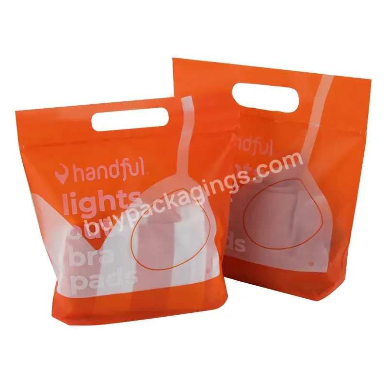 Custom Eco-friendly Shopping Bags Handled Bags Resealable Ziplock Clear Window Merchandise Bags Self Seal Underwear Packaging