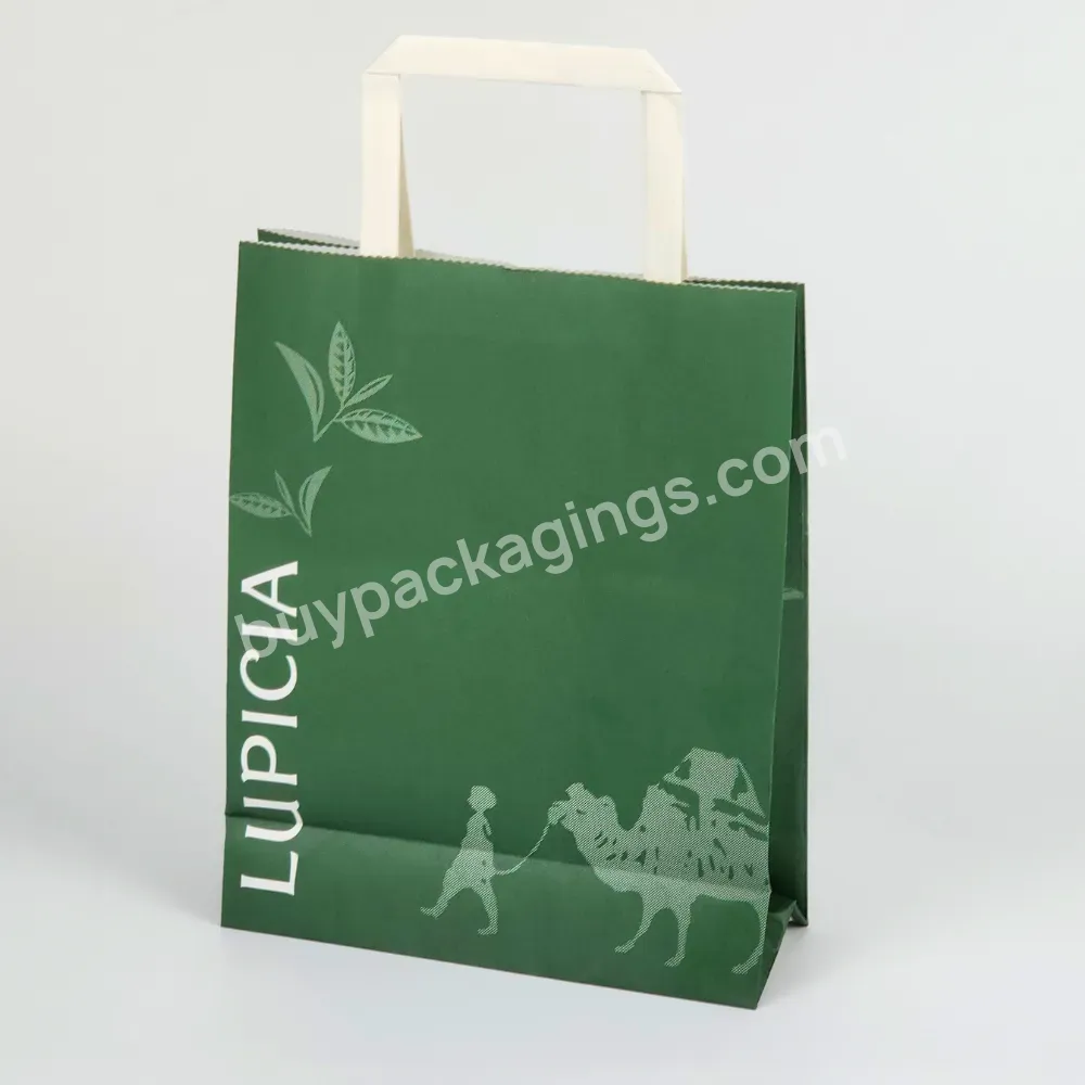 Custom Eco Friendly White Kraft Paper Bag Tea Packaging Paper Shopping Gift Paper Bag With Your Logo