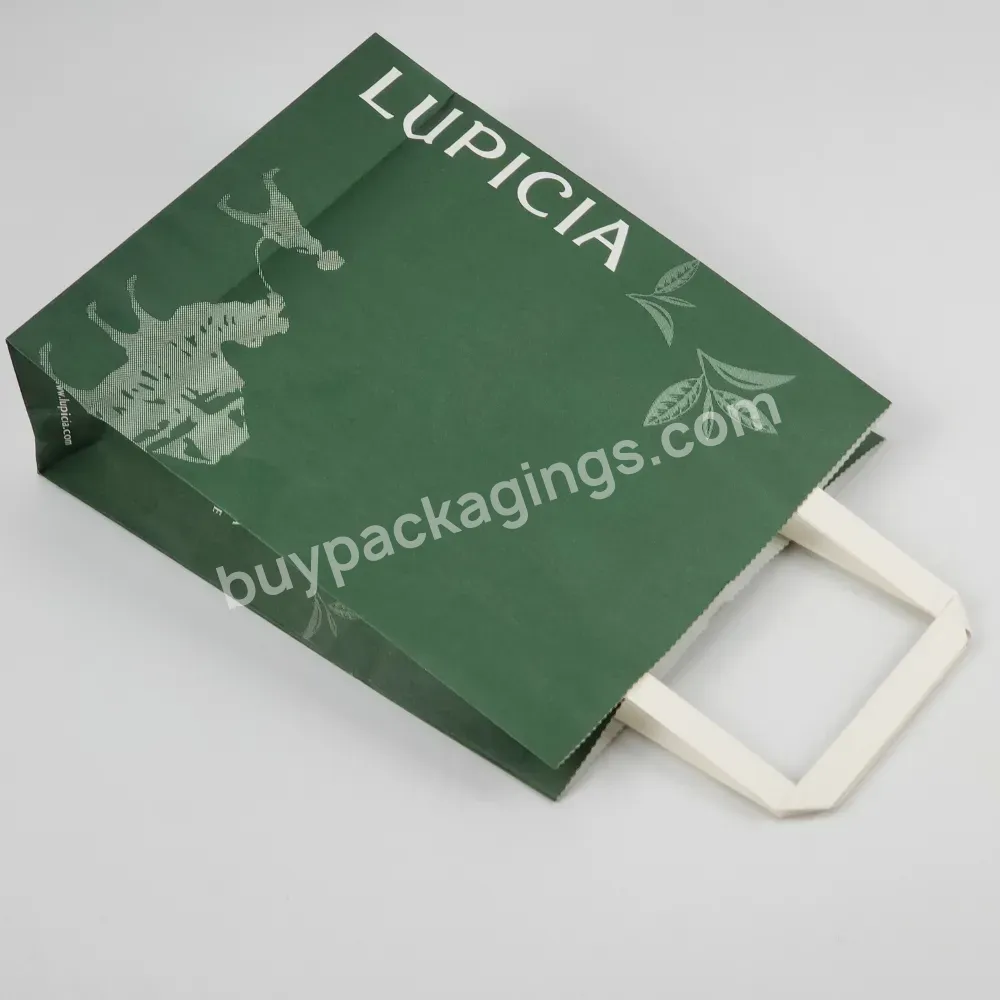 Custom Eco Friendly White Kraft Paper Bag Tea Packaging Paper Shopping Gift Paper Bag With Your Logo