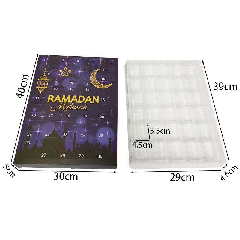 Custom Eid ramadan kareem calendar blind fidget advent sensory toy paper gift box packaging candy chocolate cosmetics SWEET