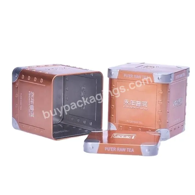 Custom Embossed Logo Square Metal Tea Tin Box