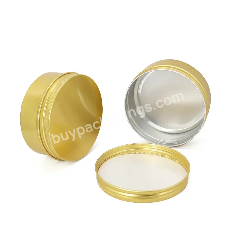 Custom Embossing Logo Empty Elegant Aluminumtins Cosmetics 10g 50g 150g Seamless Candle Tin Gold Aluminum Tins Cans