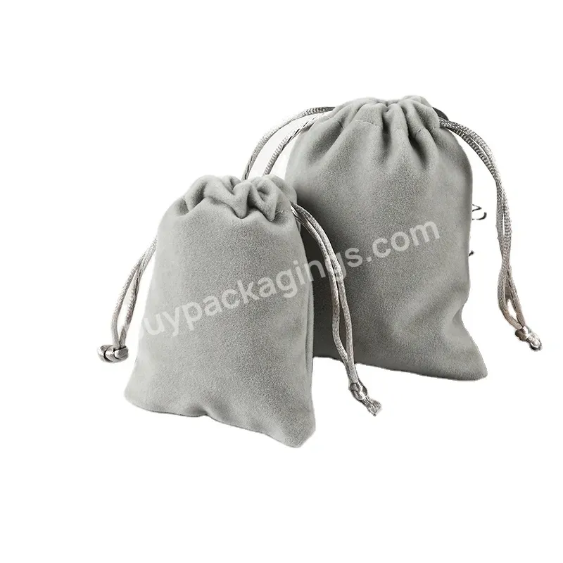 Custom Embroidery Logo Bulk Jewelry Storage Velvet Drawstring Textile Packaging Pouch Bag