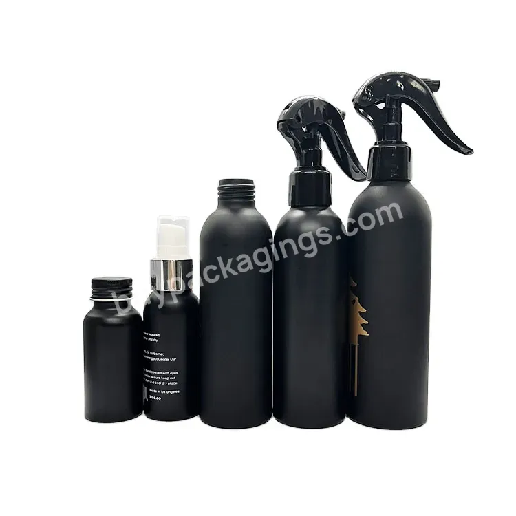Custom Empty 250ml Matte Black Color Aluminum Oil Perfume Trigger Spray Bottle / Matt Black Water Sprayer Bottle Manufacturer