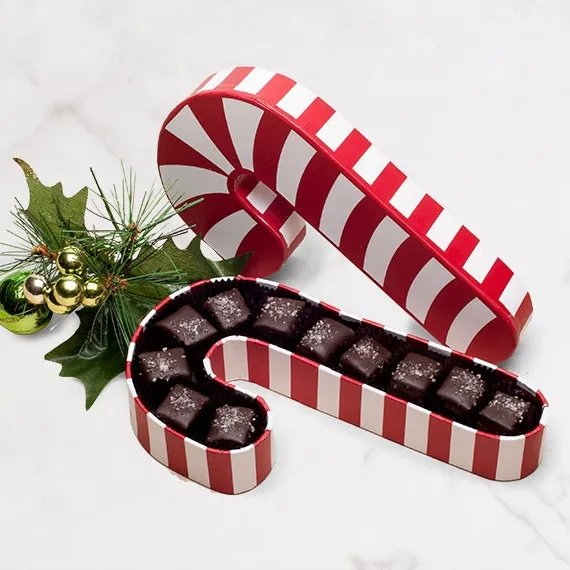Custom empty bonbon chocolate packing gift box luxury chocolate box packaging candy cane shape paper box