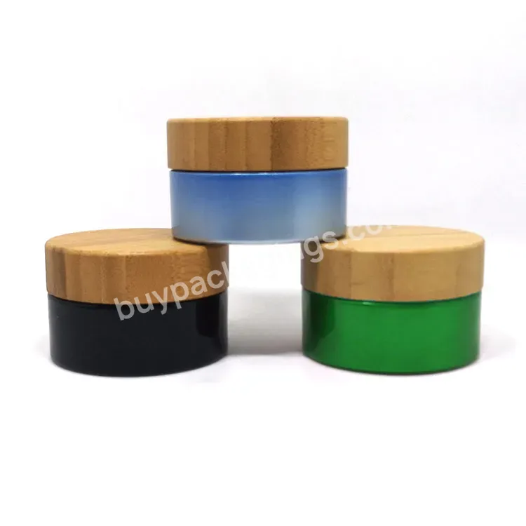 Custom Empty Glass Jars Cosmetic 100ml 50ml 30ml Wide Mouth Amber Black Clear Glass Jar With Bamboo Lid For Hair Gel 50g 30g - Buy Glass Bamboo Jars,Wholesale Cream Container Matte Black Frost Glass Jar With Bamboo Wood Lid 5g 10g 15g 20g 30g 50g Gla