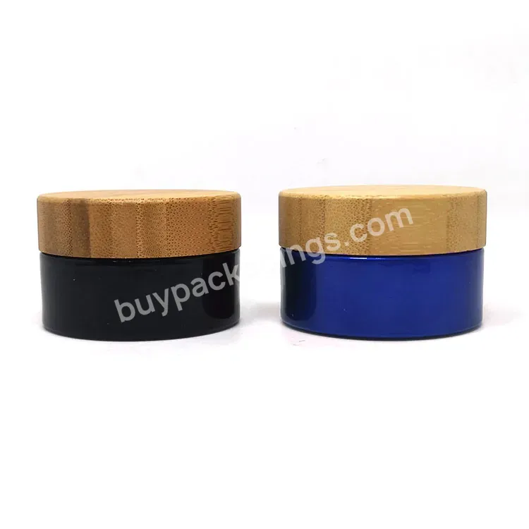 Custom Empty Glass Jars Cosmetic 100ml 50ml 30ml Wide Mouth Amber Black Clear Glass Jar With Bamboo Lid For Hair Gel 50g 30g - Buy Glass Bamboo Jars,Wholesale Cream Container Matte Black Frost Glass Jar With Bamboo Wood Lid 5g 10g 15g 20g 30g 50g Gla