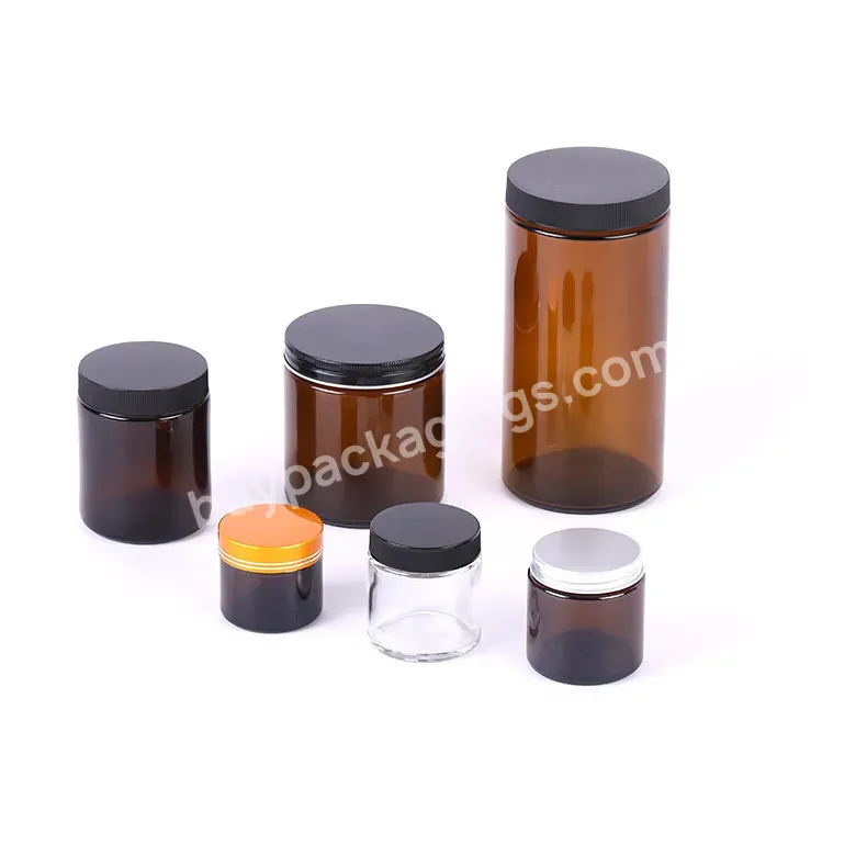 Custom Empty Small Size Mini Amber Color Glass Candle Jars Containers Packing With Lid