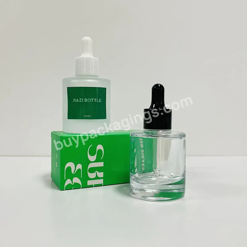 Custom Empty Transparent Matte Cosmetic Package 1oz Bread Hair Oil Eye Cream Thick Bottom Glass Bottle