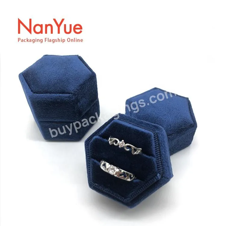 Custom engagement hexagonal velvet ring box high-end vintage ring box jewelry Gift box