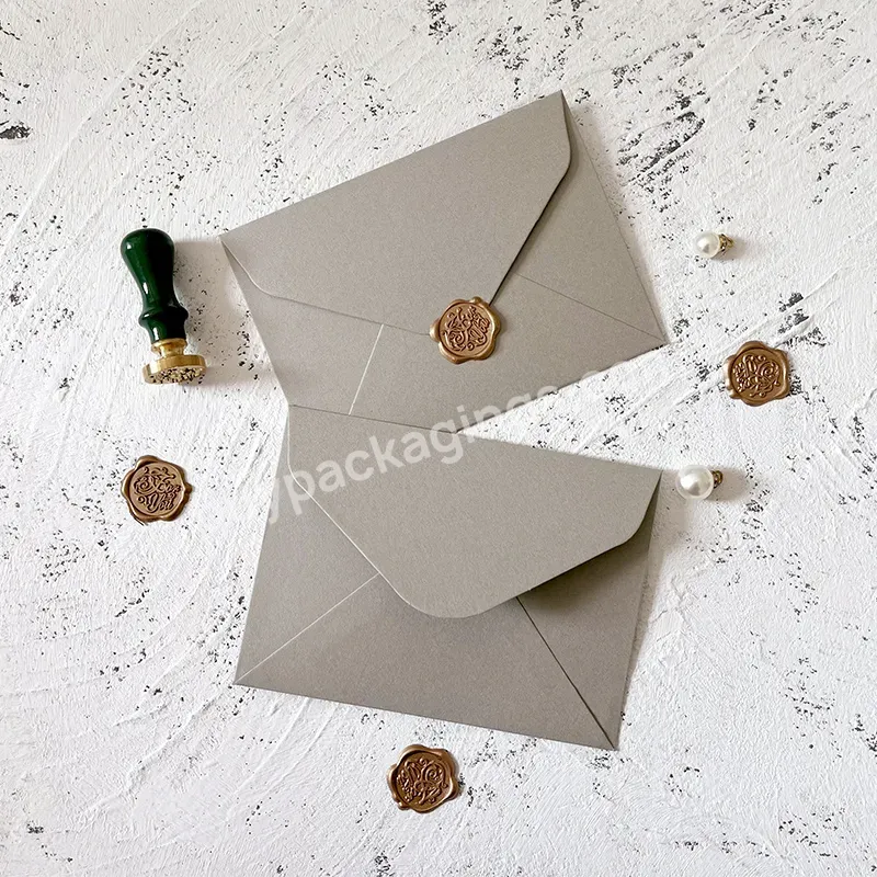 Custom Envelope Packaging Envelope Simple Solid Grey Art Envelope With Sealing Wax