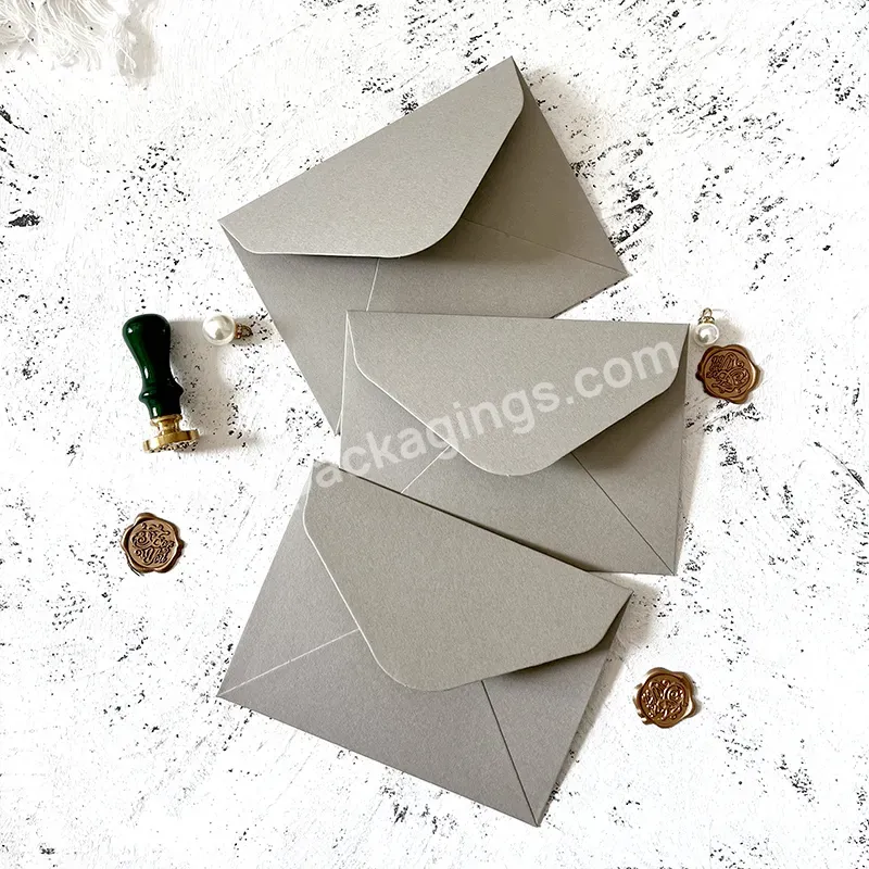 Custom Envelope Packaging Envelope Simple Solid Grey Art Envelope With Sealing Wax