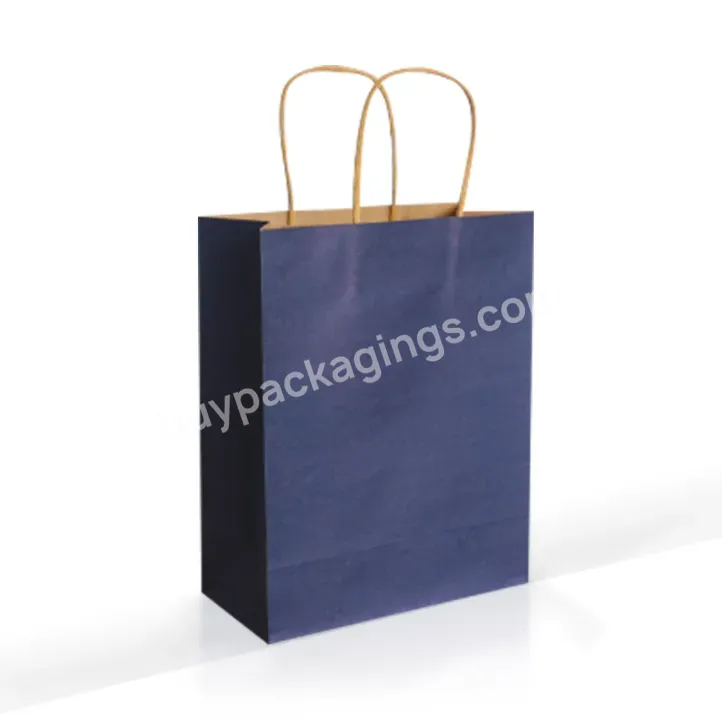 Custom Environmentally Friendly Kraft Paper Tote Bag Round Rope Shopping Bag Takeaway Packing Bag