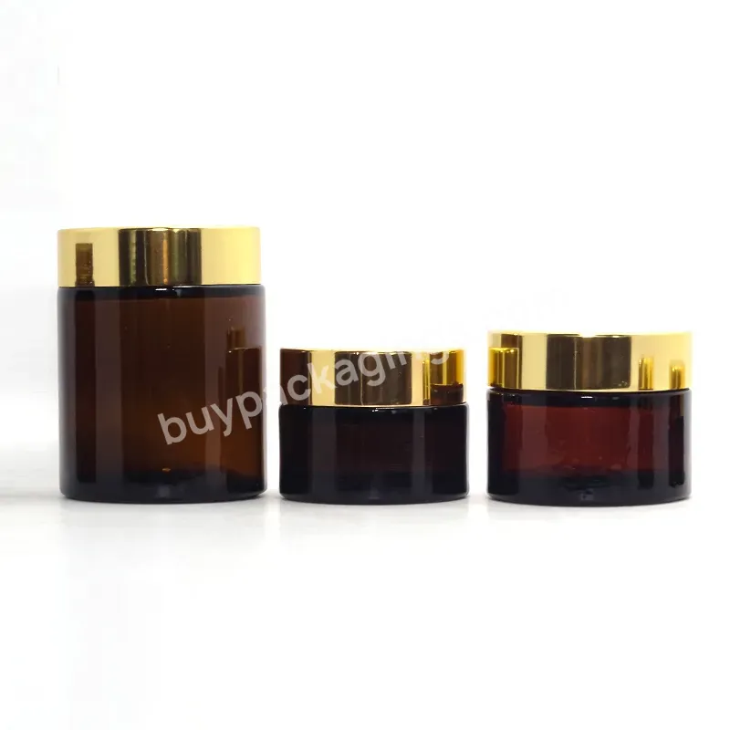 Custom Face Cream 30ml Luxury Empty Brown Cosmetics Jar 50ml Glass Cream Jars Cream 100ml Lotion Jars Container With Gold Lid