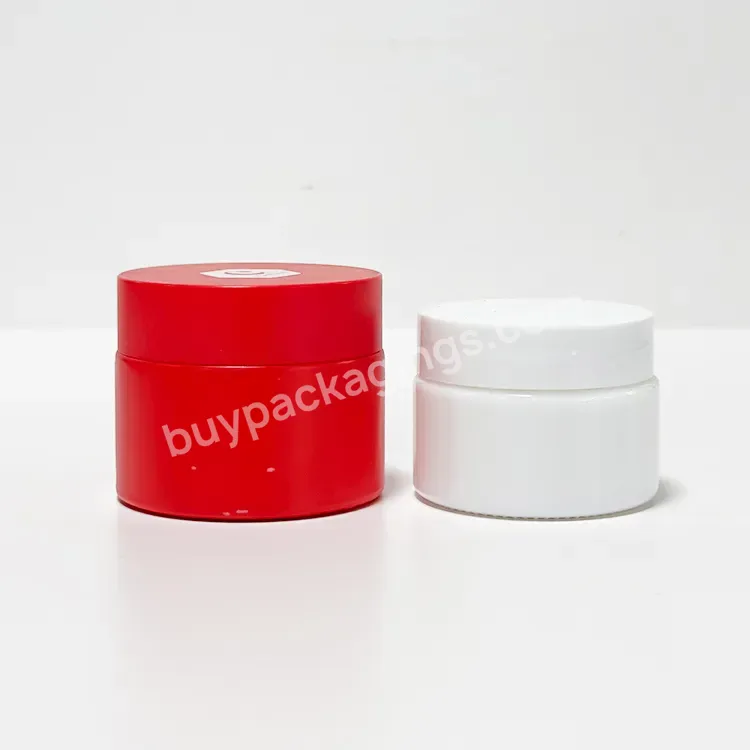 Custom Face Glass Cream Jar 20ml 30ml 50ml 100ml Red White Empty Luxury Opal Glass Cosmetic Jar And Red White Plastic Lid