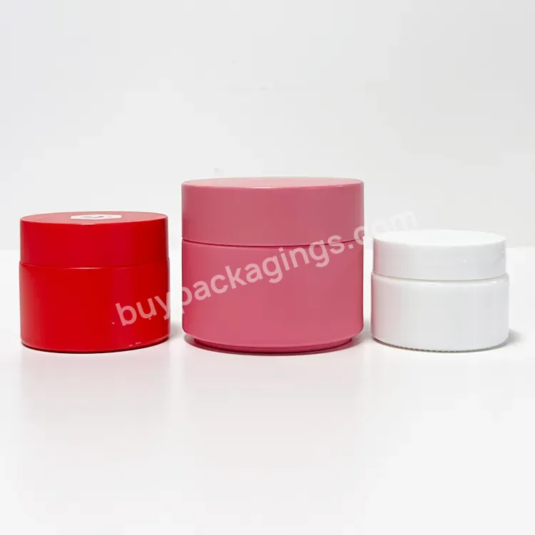 Custom Face Glass Cream Jar 20ml 30ml 50ml 100ml Red White Empty Luxury Opal Glass Cosmetic Jar And Red White Plastic Lid