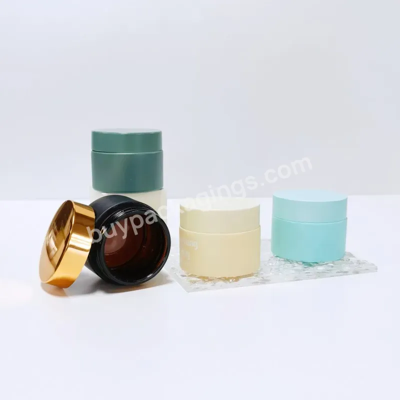 Custom Face Glass Cream Jar 50ml Clear Frosted Empty Custom Color Luxury Glass Cosmetic Jar