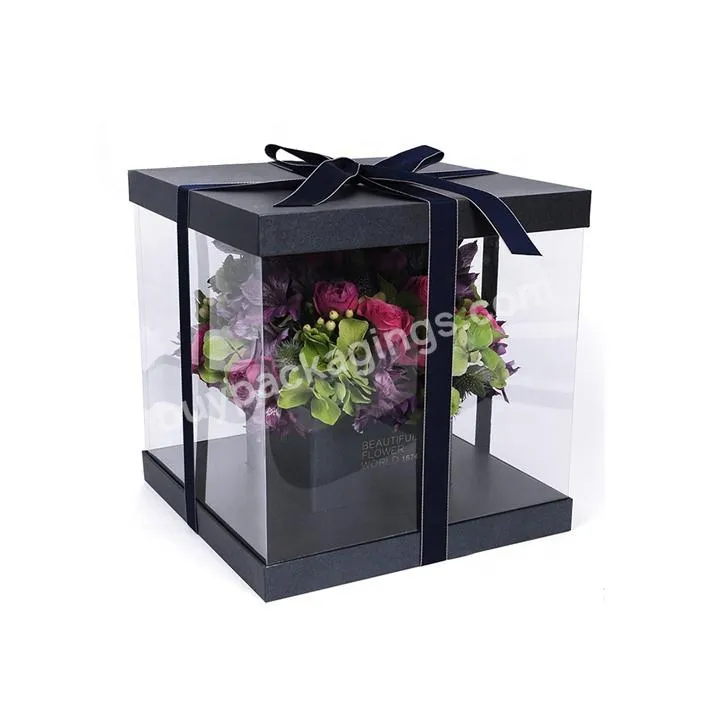 Custom Fancy High Quality Cardboard Flower Box with Clear Window for Flower Packing