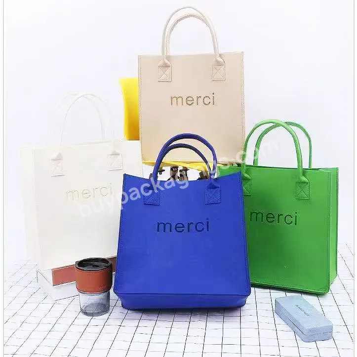 Custom Fashion Portable Oversized Women's Tote Bags With Recyclable Felt Non-woven Bags For Commuter Girl Clothing Shopping Bags