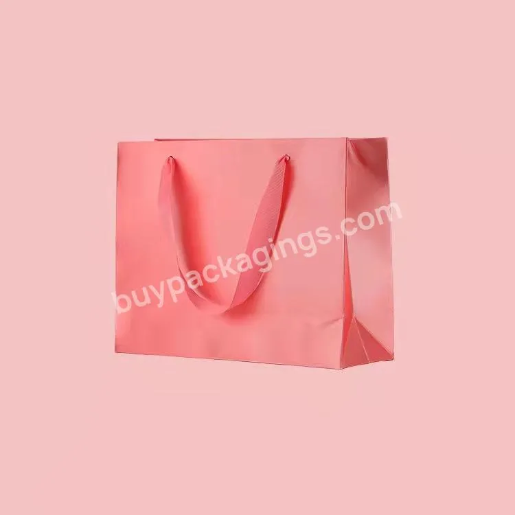 Custom Fashion Your Own Logo Print Cosmetics Luxury Gift Shopping Paper Bags With Ribbon Handle