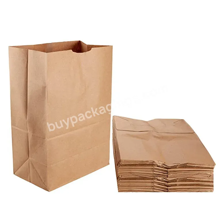 Custom Fast Food Brown Kraft Paper Bag No Handle For Food Takeaway Custom