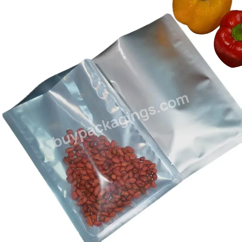 Custom Flat Bottom Aluminium Foil Clear Plastic Stand Up Pouch With Zipper Vacuum For Food Packaging